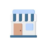 This is a minimalist shopping icon that portrays a quaint and small storefront featuring a door and an awning, making it an ideal choice for themes related to retail and ecommerce activities vector
