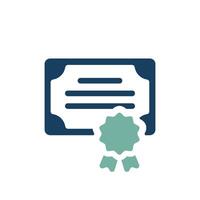 This is a stylized icon that effectively represents a reward certificate, showcasing both a diploma and a decorative ribbon. It is perfect for themes related to education and achievement vector