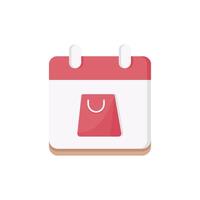 A modern shopping calendar icon with a stylish bag and calendar, perfect for ecommerce and event planning. It aids in scheduling promotions, helping businesses manage marketing efforts vector