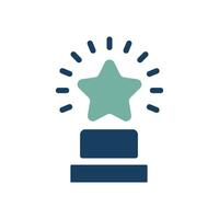 This award icon symbolizes achievement with a star on a podium, recognizing exceptional individuals or teams, celebrating hard work and excellence, and inspiring others to strive for their goals vector