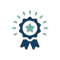 We are thrilled to unveil a sleek modern reward badge icon featuring a star, symbolizing achievement and excellence. Its versatile design suits various award themes and applications vector