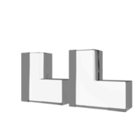 Cute 3D Double L Shape Icon Illustration Render png