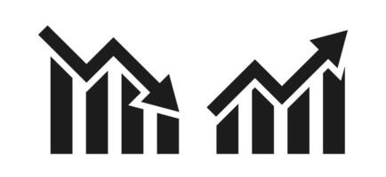 two arrows pointing up and down in black and white vector