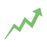 Green Upward Trending Arrow Growth Chart, Progress and Success Icon vector