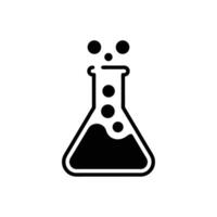 Chemistry Lab Flask with Bubbles, Science Experiment Icon vector