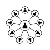 Central Hub for Network Connection, Teamwork, Collaboration and Global vector