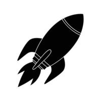 Black Rocket Ship Icon Space Flight Launch and Adventure Journey vector