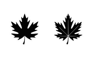 Two Black Maple Leaf Silhouettes Nature Autumn Fall Design Icons vector
