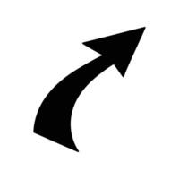 Black Curved Arrow Icon for Direction, Navigation, Progress and Movement vector