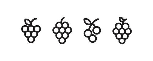 Grapes fruit icon set in outline style vector