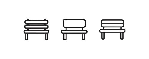Minimal bench icon set for public seating vector