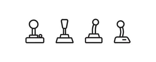 Set of four black and white joystick icons for gaming and technology design. vector