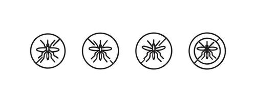 Mosquito icon set four simple line art designs with no mosquito symbol. vector