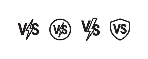 VS icon set with lightning and shield symbols vector