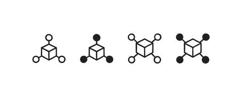 Isometric molecule icons with cube and atoms vector