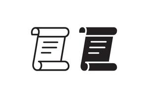 Scroll document icons in outline and solid style vector