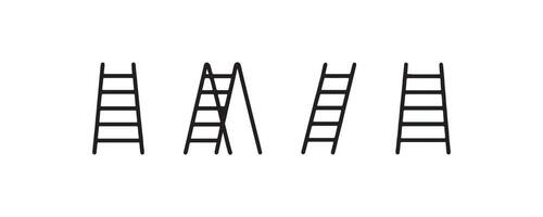 Ladder icon set in various standing positions vector
