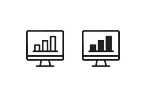 Monitor with bar chart icons for analytics vector
