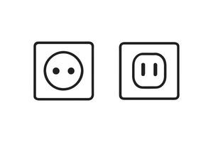 Power outlet socket icons in outline style vector