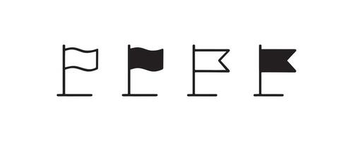 Flag and marker icons in outline and solid vector