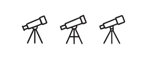 Illustration of three telescopes on tripods in minimalist style. vector