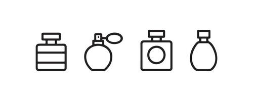 Perfume bottle icons in various shapes and styles vector