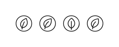 Minimalist leaf icons in black and white circular design. vector