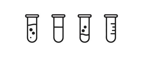 Set of four science test tubes with different liquid levels illustrations. vector