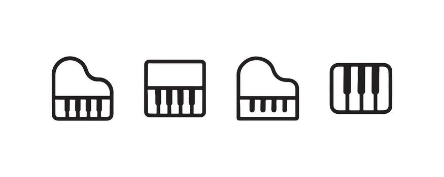 Piano and keyboard icon set in outline style vector