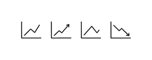 Line graph icons showing data trends and change vector