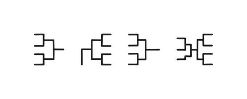 Set of three simplified tournament bracket illustrations on white background. vector