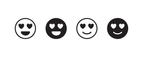 Heart-eyed icons in various styles on white background vector
