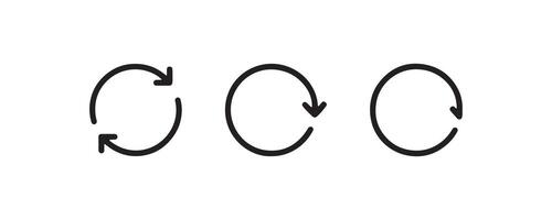 Refresh and reload arrow icons in circular outline vector