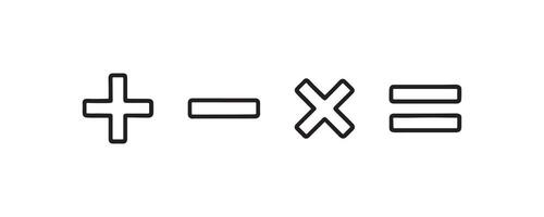 Math operation symbols in outline style vector