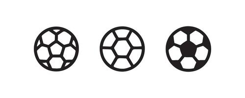 Soccer ball icon set in outline and solid styles vector