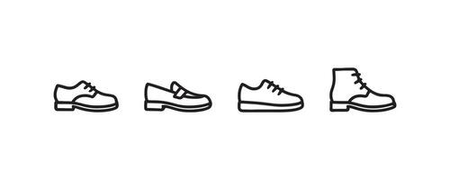 Outline icons of different types of shoes vector