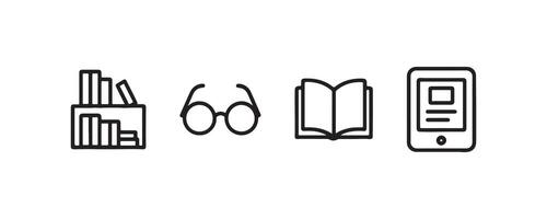 Reading and literature icon set in outline vector