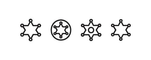 Sheriff star badge icon set in outline style vector