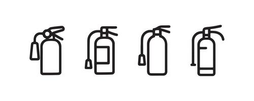 Fire extinguisher icon set in outline style vector