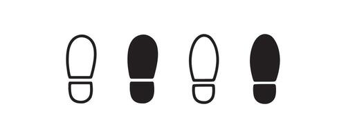 Footprint and shoe print icons in outline and solid vector