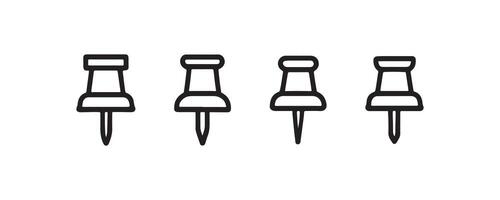 Push pin icon set in outline style vector
