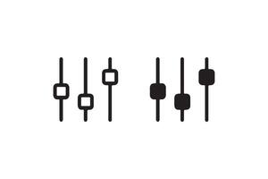 Audio mixer slider icons in outline and solid vector