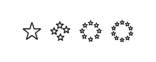Star rating and circular badge outline icons vector