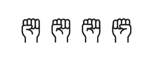 Raised fist icons symbolizing strength and unity vector