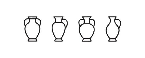 Ancient vase and amphora icon collection vector