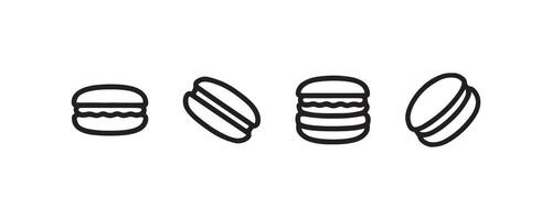 Macaron and cookie icon set in outline style vector