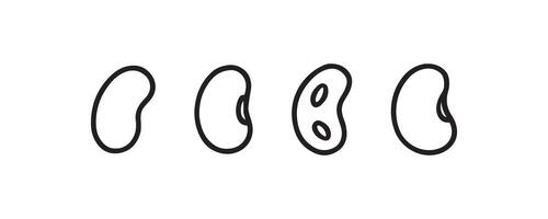 Bean seed icon set in outline style vector