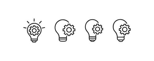 Lightbulb and gear icons for creative process vector
