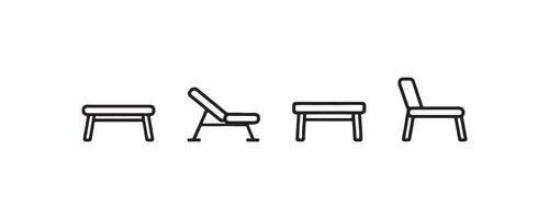Minimal lounge and bench chair icon set vector