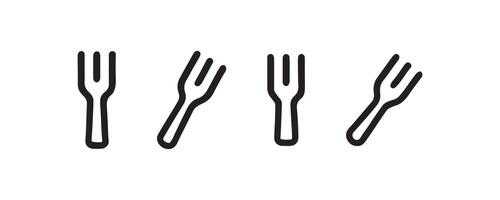 Fork icons collection in minimalist line style vector